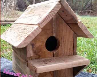 Rustic Reclaimed Wood Birdhouse - Fathers Day - Gift for Him - Pallet Wood- Bird House - Recycled- Handmade- Country Chic- Barnwood- Outdoor