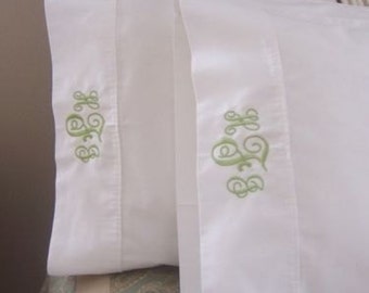 Monogrammed KING Size Pillow Cases (Pair)