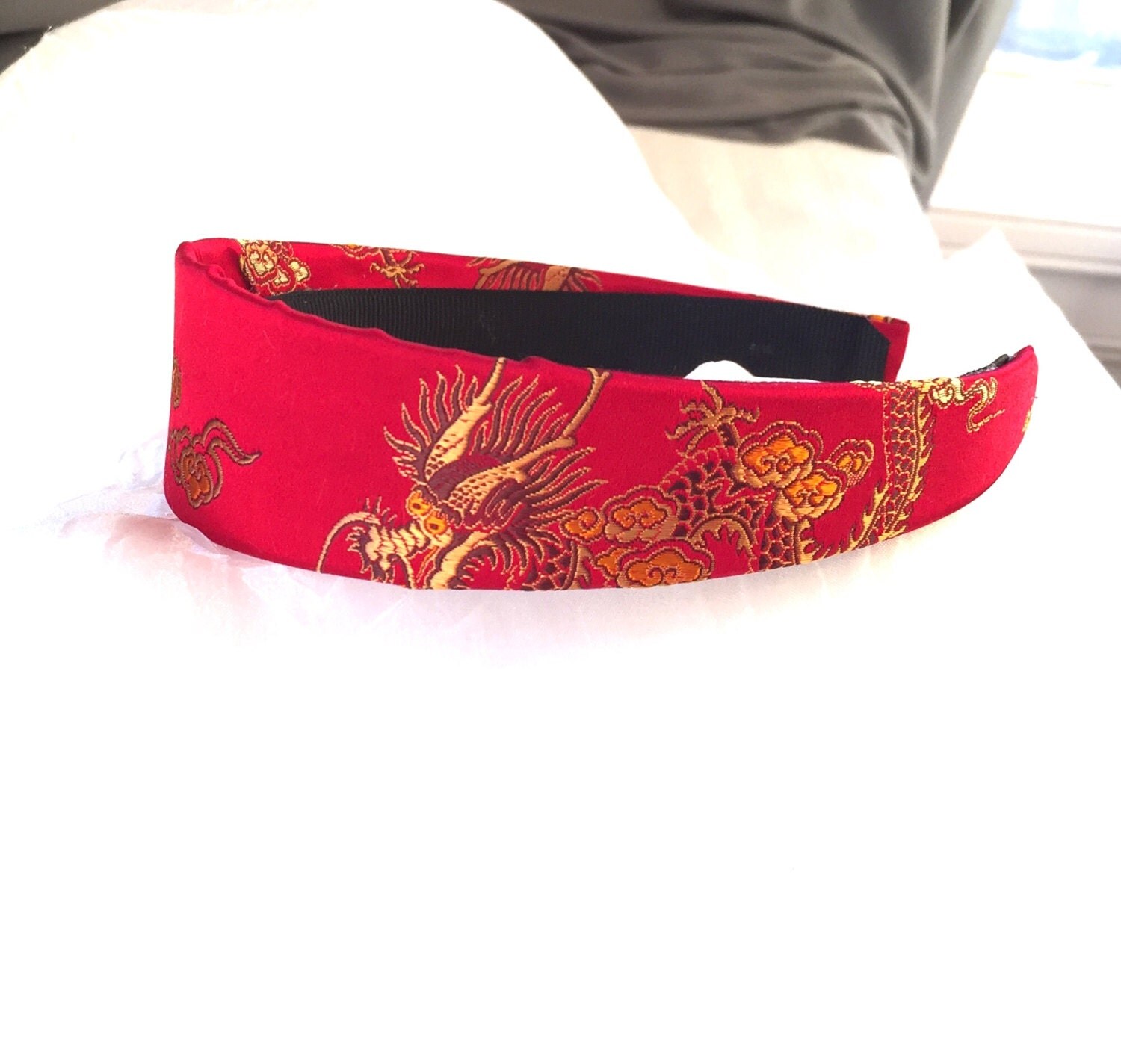 Satin Headband Red Silk Hairband Wide Red Headband Red