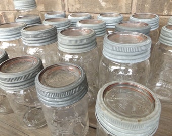 Vintage Canning Jars / Crown Quart and Pint Jars / Clear Glass Mason Jars / Fruit Jars (Listing #279)
