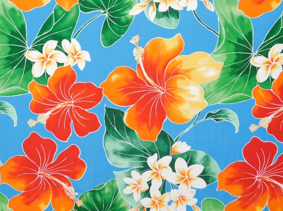 Hawaiian Rayon Fabric Tropical Floral by HawaiianFabricNBYond