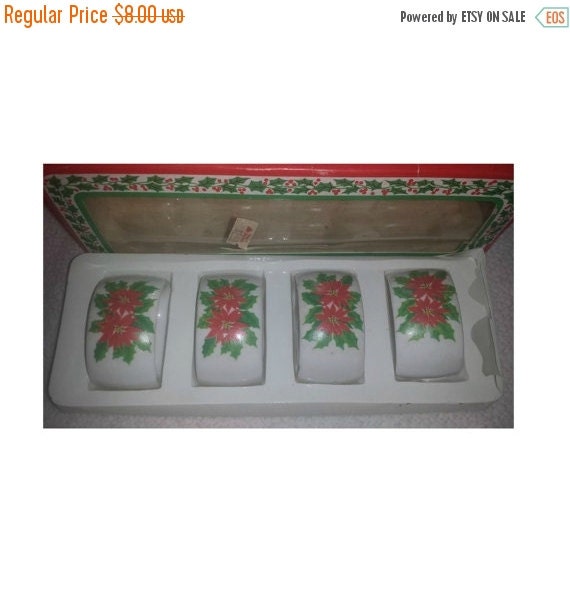 Vintage Porcelain Christmas Napkin Rings Set of by JunkYardBlonde