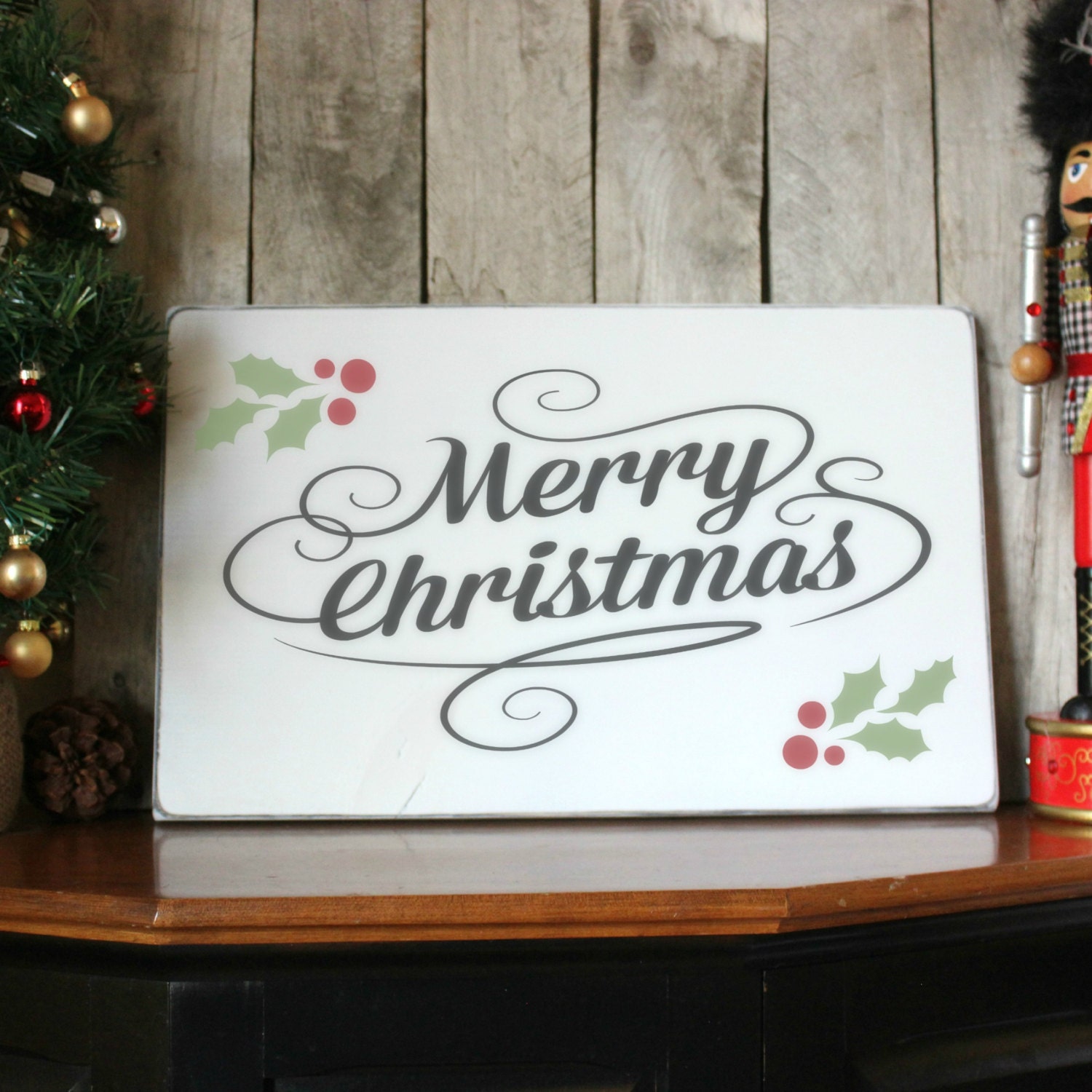 Merry Christmas Wood Sign Christmas Home Decor by PalateForPallets