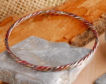 three twisted strands bangle bracelet