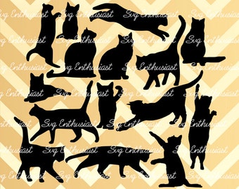 Cats SVG, Cats silhouette svg, Cats bundle SVG, Cats cut files, Cats Cricut, kawaii, Dxf, PNG, Vinyl, Eps, Cut Files, Clip Art, Vector,