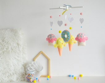 Baby mobile - Felt baby mobile - Sweet mobile - Ice cream mobile - Donuts mobile - Cupcake mobile-Nursery decor - Nursery mobile - Newborn