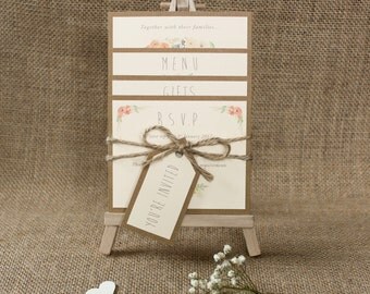 Invitación de boda Boho paquete invitación Floral Boho boda invitamos a invitación hecha a mano bohemio rústica boda Floral invitación muestra