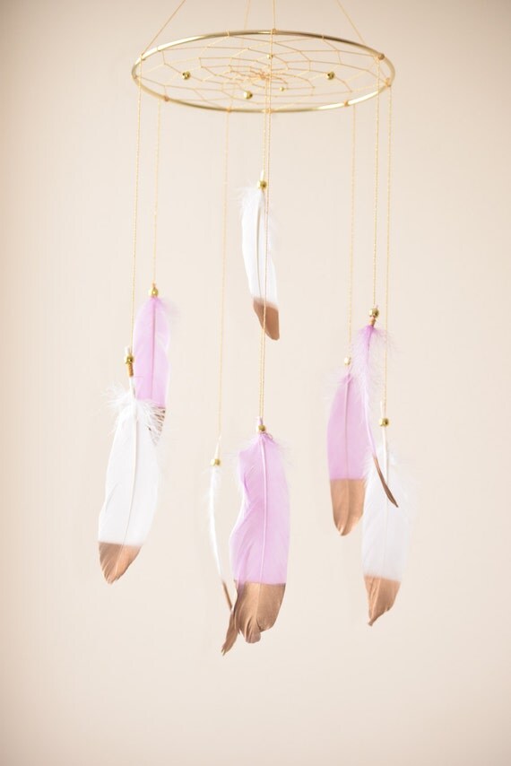 Dreamcatcher Mobile Baby Girl Mobile Lavender by BlueDreamcatcher