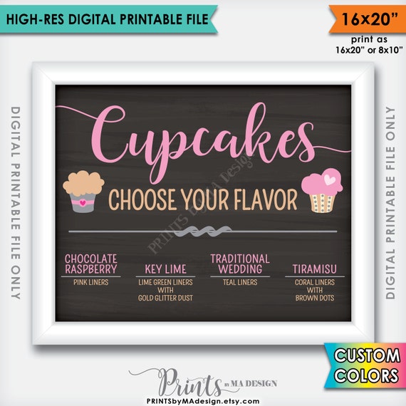 Cupcake Menu Cupcake Sign  Cupcake Flavors  by PRINTSbyMAdesign