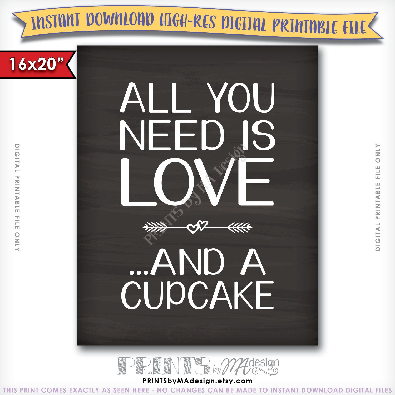 Download All You Need Is Love and a Cupcake Sign Wedding Dessert Sign