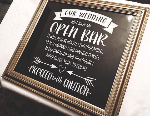 Download SVG wedding sign open bar shenanigans igital file PNG EPS