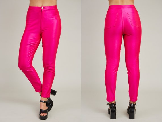 70s Guy Curtis Hot Neon Pink Thick Stretch Disco Pants S