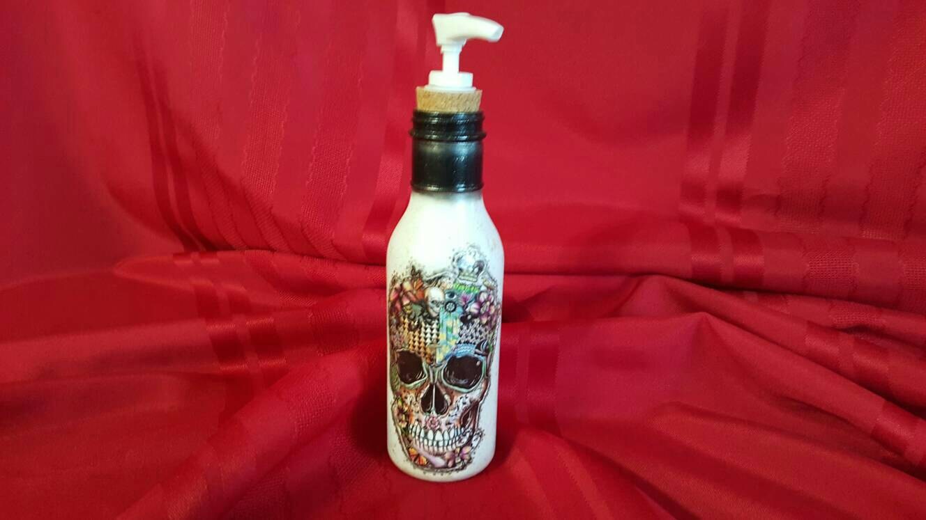 Skull Soap or Lotion Dispenser Pump hand painted