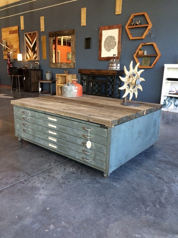 Items similar to Drafting drawer coffee table on Etsy