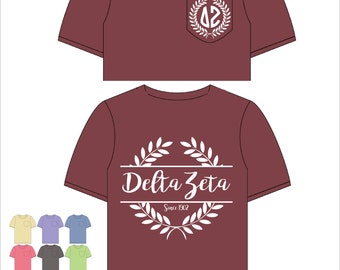 Delta Zeta // DZ // Sorority Comfort Color Pocket Tee (Nobilis) Short Sleeve Tshirt // Greek Apparel // Choose Your Color
