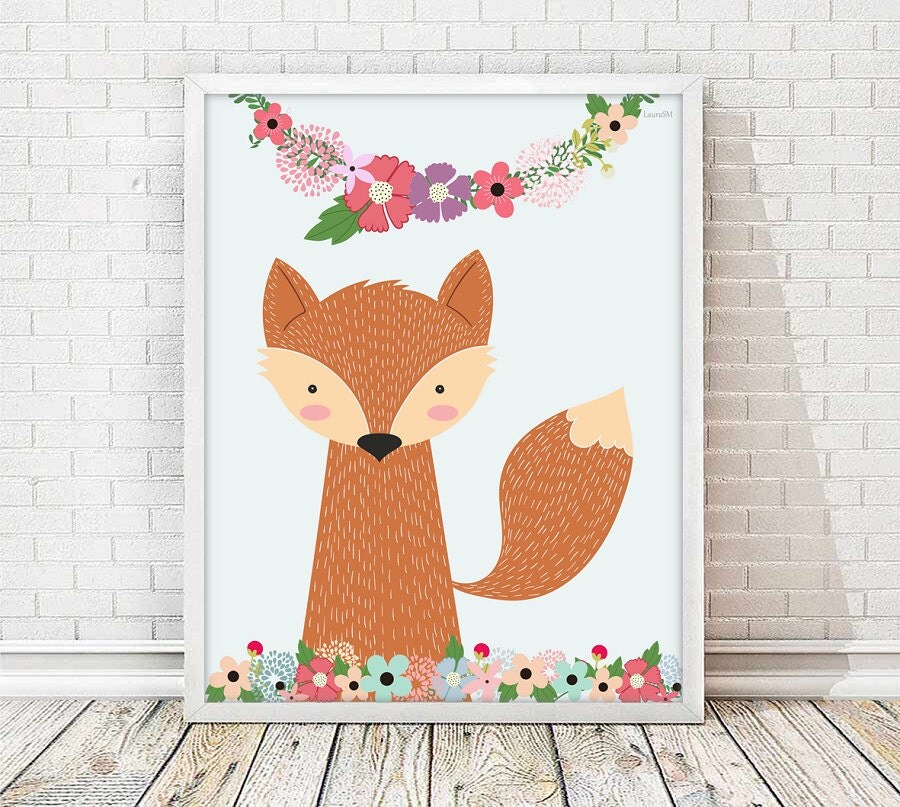 fox nursery print fox print nursery decor by Ilustracionymas