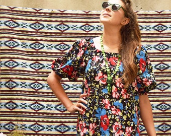 Summer midi dress “Masha” black with flowers