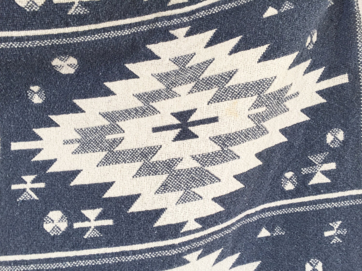 RESERVED kari Vintage Blue Navajo Throw Blanket / Blue White