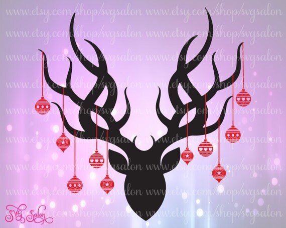 Deer Antlers with Hanging Christmas Ornaments Vinyl by SVGSalon