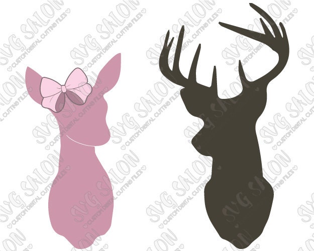 Download Doe and Buck Deer Silhouette Cutting File / Clipart by ...