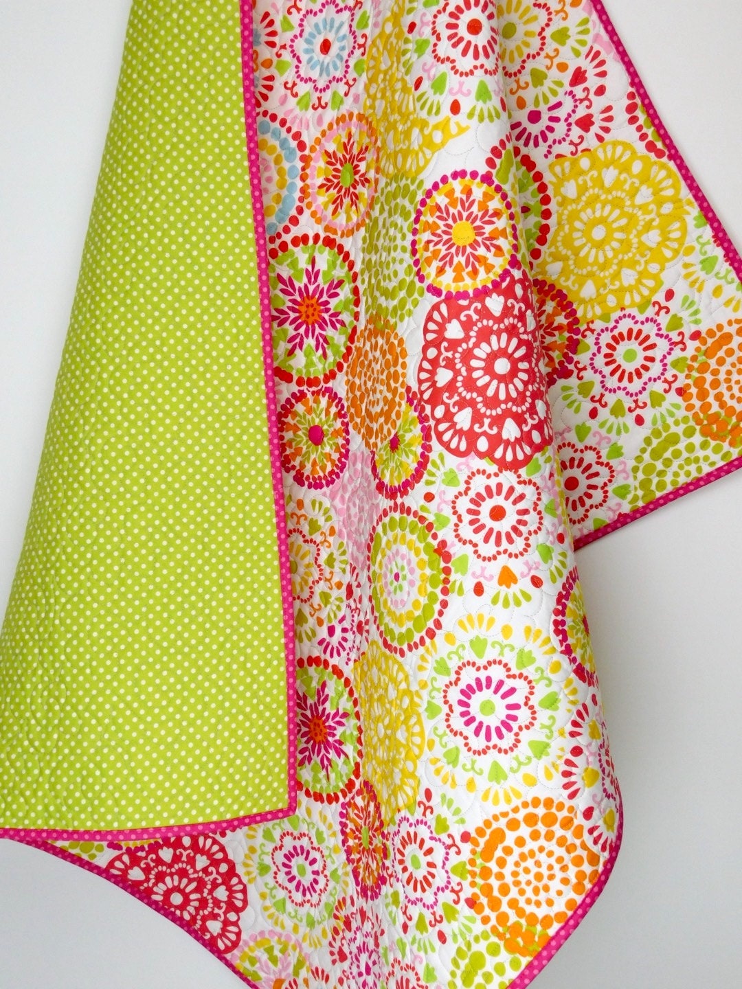 Boho Baby girl quilt Boho Chic crib bedding Hippy retro