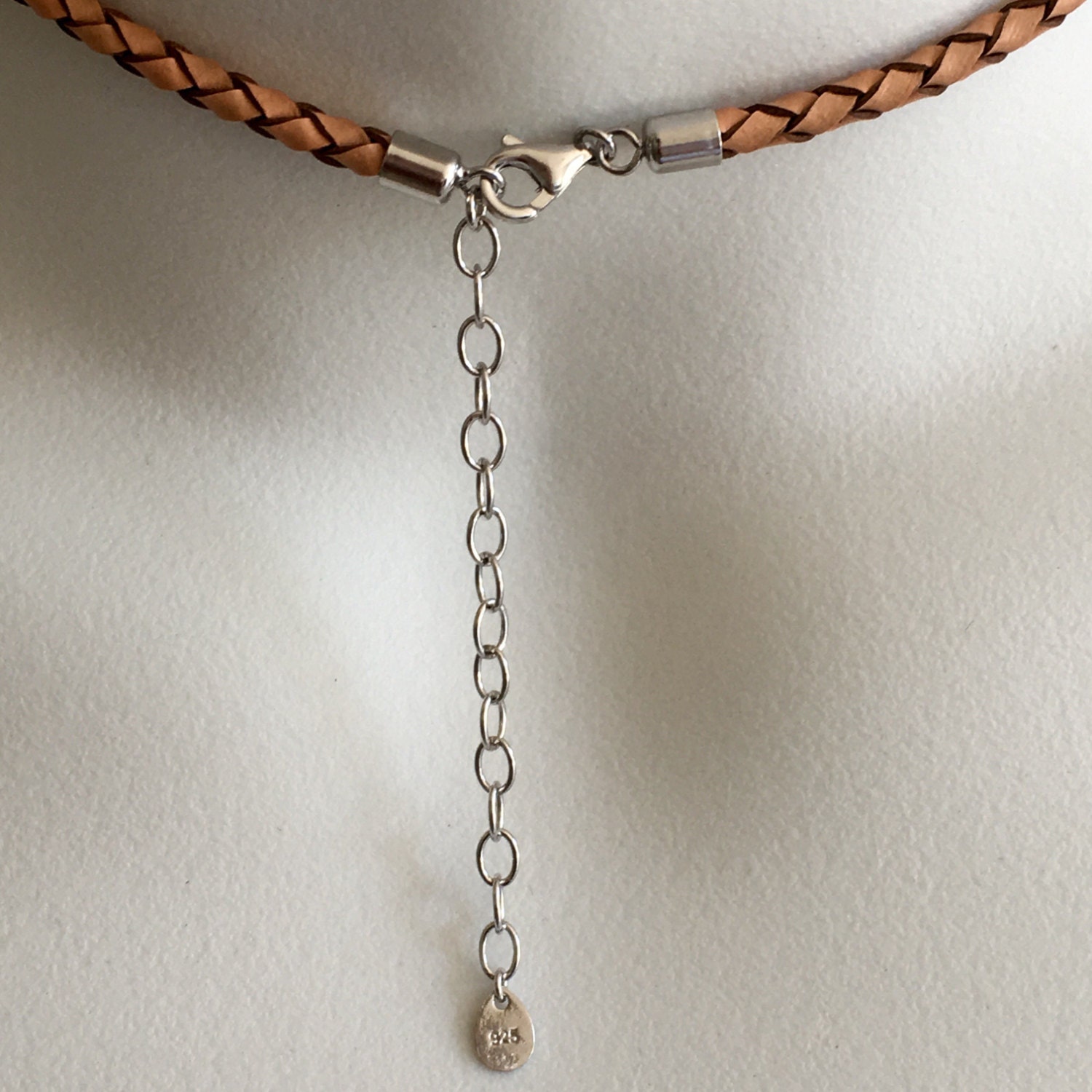 Tan Leather Cord Choker With Sterling by TALLULAHFASHION4YOU