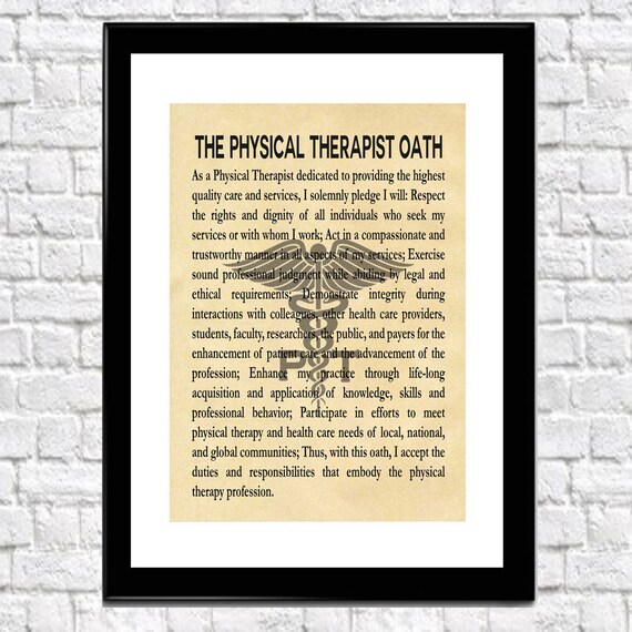 Physical Therapist Oath PT Gift Physio Print Physical