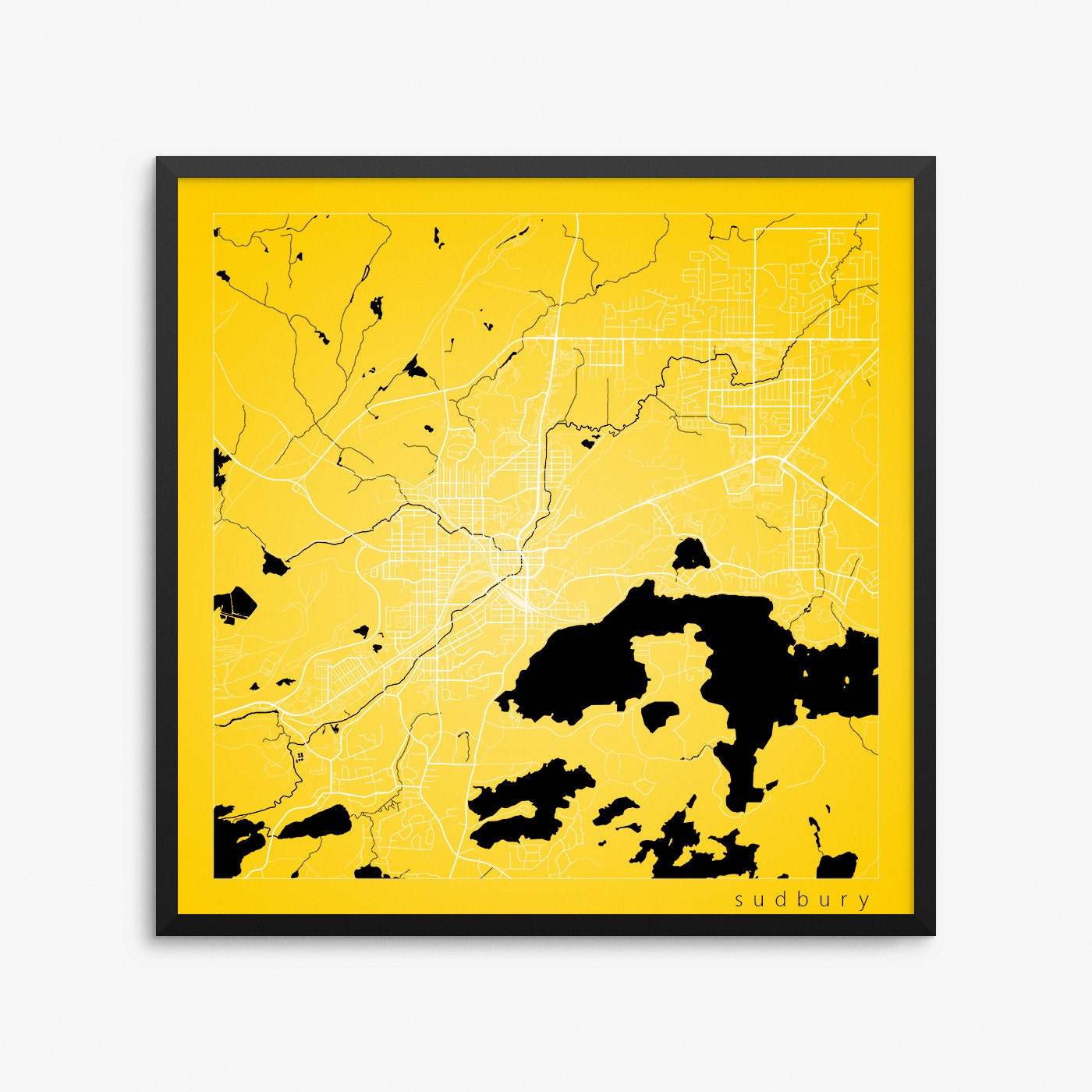 Sudbury City Street Map Sudbury Canada Modern Art Print