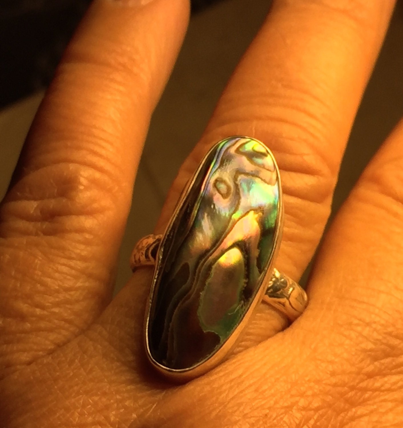 Handmade Abalone Ring./Unique Handcrafted Abalone Sterling