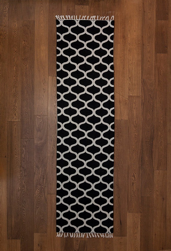 Hallway rugs rug runner black and white area by Carpetism on Etsy