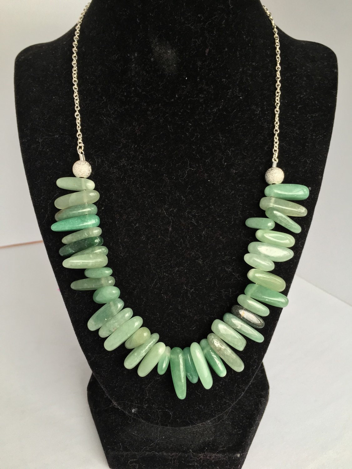 Green Stone Bead Necklace by HaiilsHandmade on Etsy