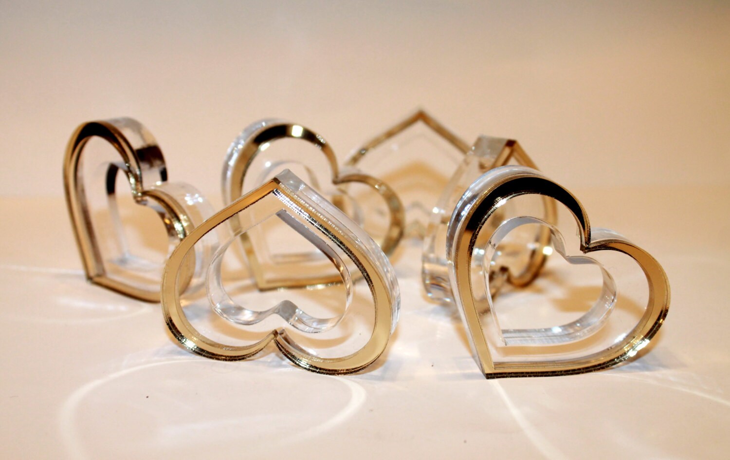 Wedding napkin ring in gold heart Gold napkin rings Gold