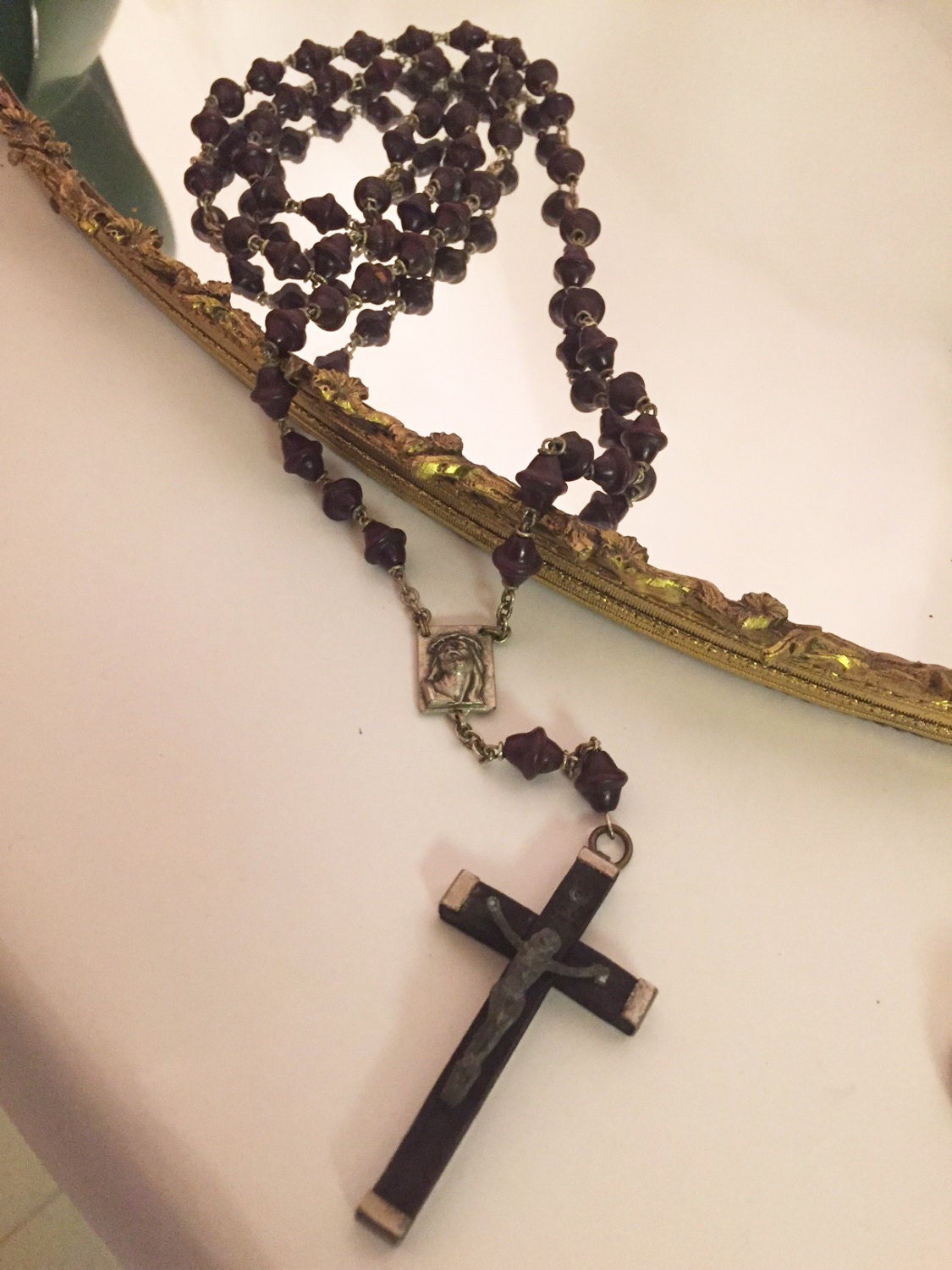 Vintage Rosary Beads Antique Rosary Beads Brown Beads