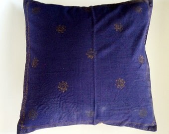Blue gold cushion cover,block print decorative throw pillow cover,standard size,Blue cushion,100% Cotton Set of two square cushion cover
