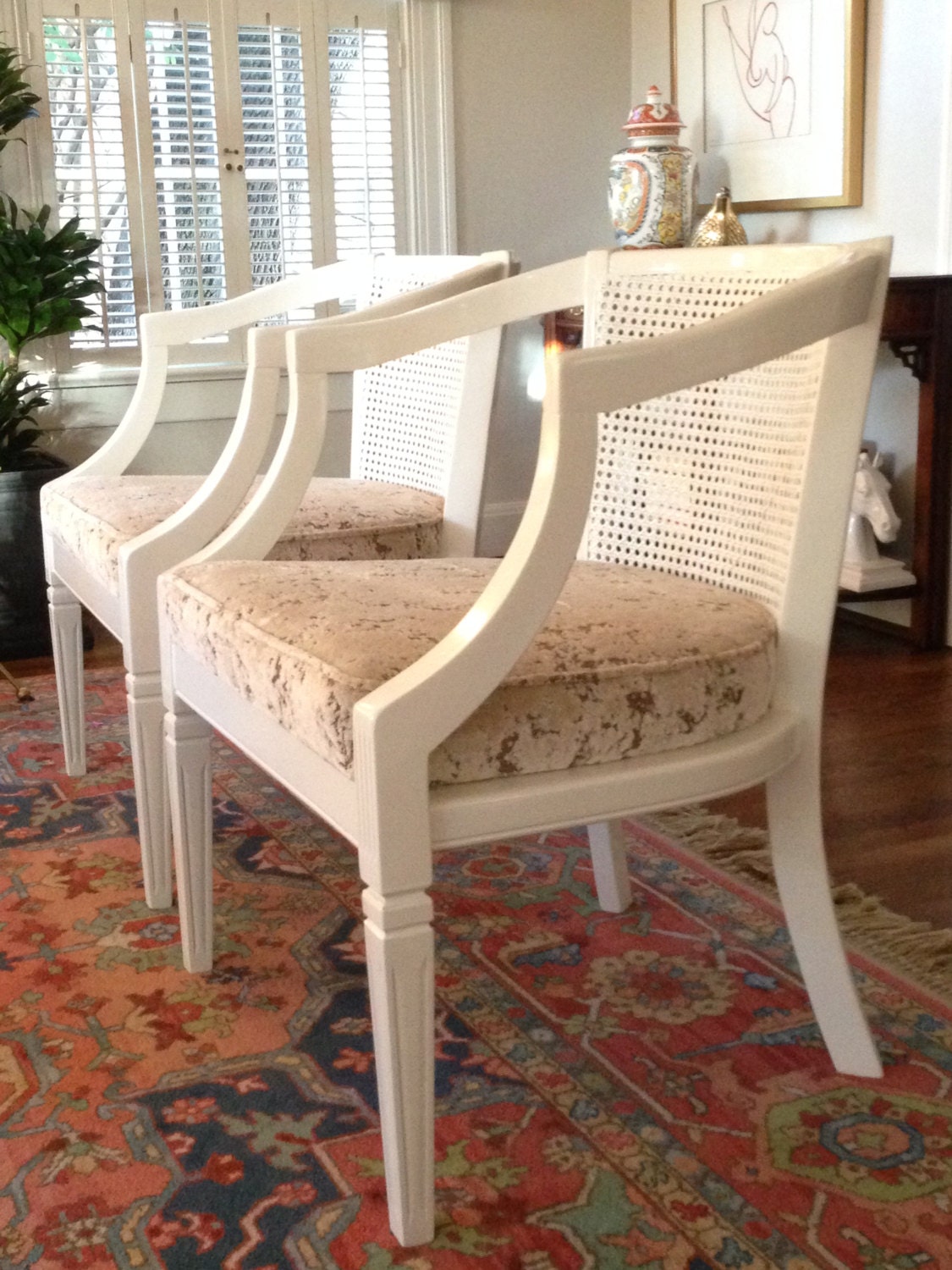 Vintage Cane Barrel Chairs a pair