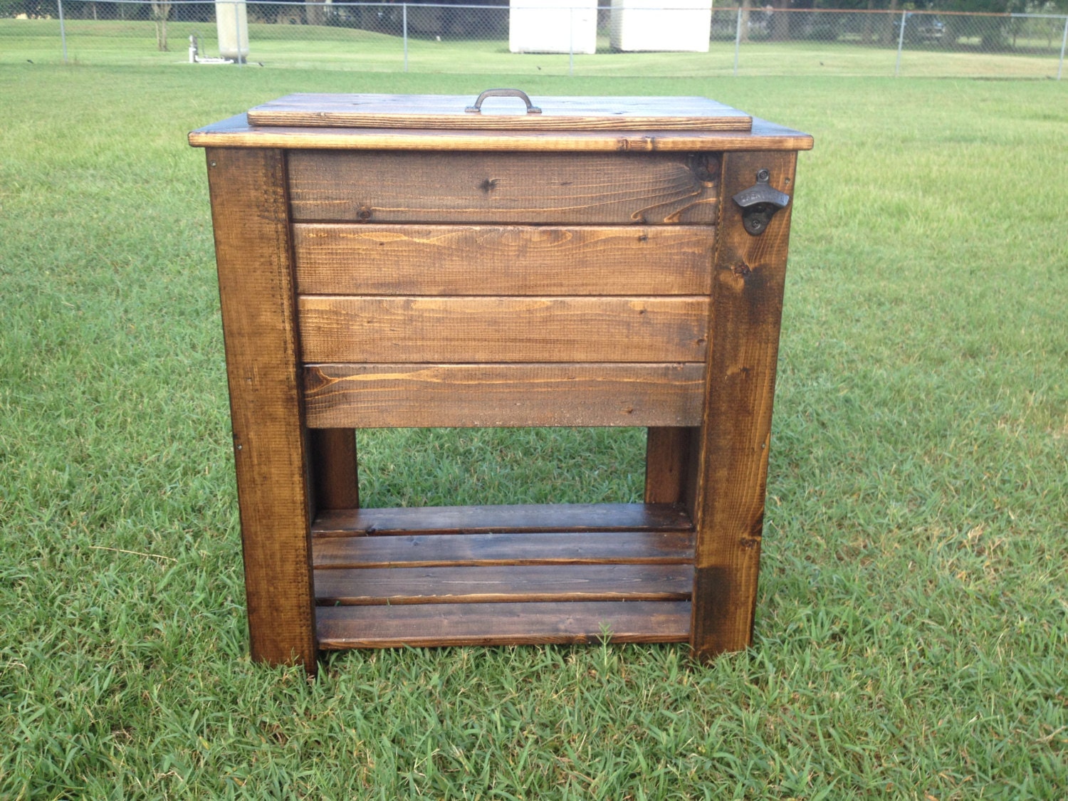 Stained wood cooler stand