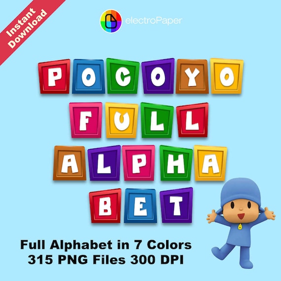 POCOYO Full Alphabet Clipart 315 png files 300 by ElectroPaper