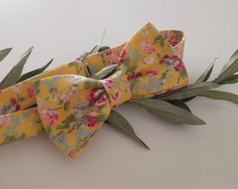 bow tie pre tied liberty BowTie, BowTie yellow, flowery bow tie, bowtie