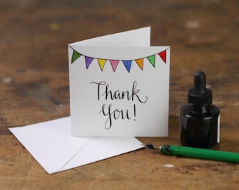 Hand Lettering Thank You bunting Greeting Card