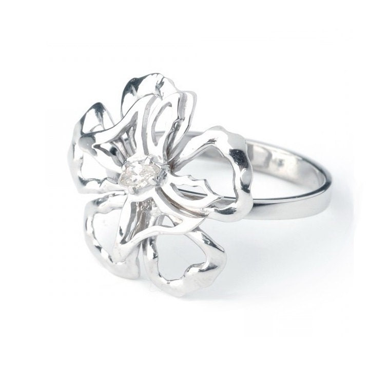 Statement ring Flower ring Silver ring woman Silver ring