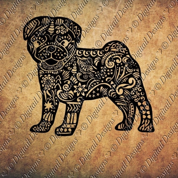 Download Zentangle Pug SVG dxf fcm eps ai png cut file by DigitailDesigns