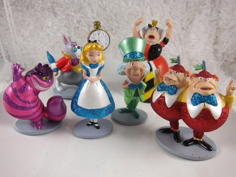 Set Of 6 Figurine Of Alice In Wonderland Cake Topper Set