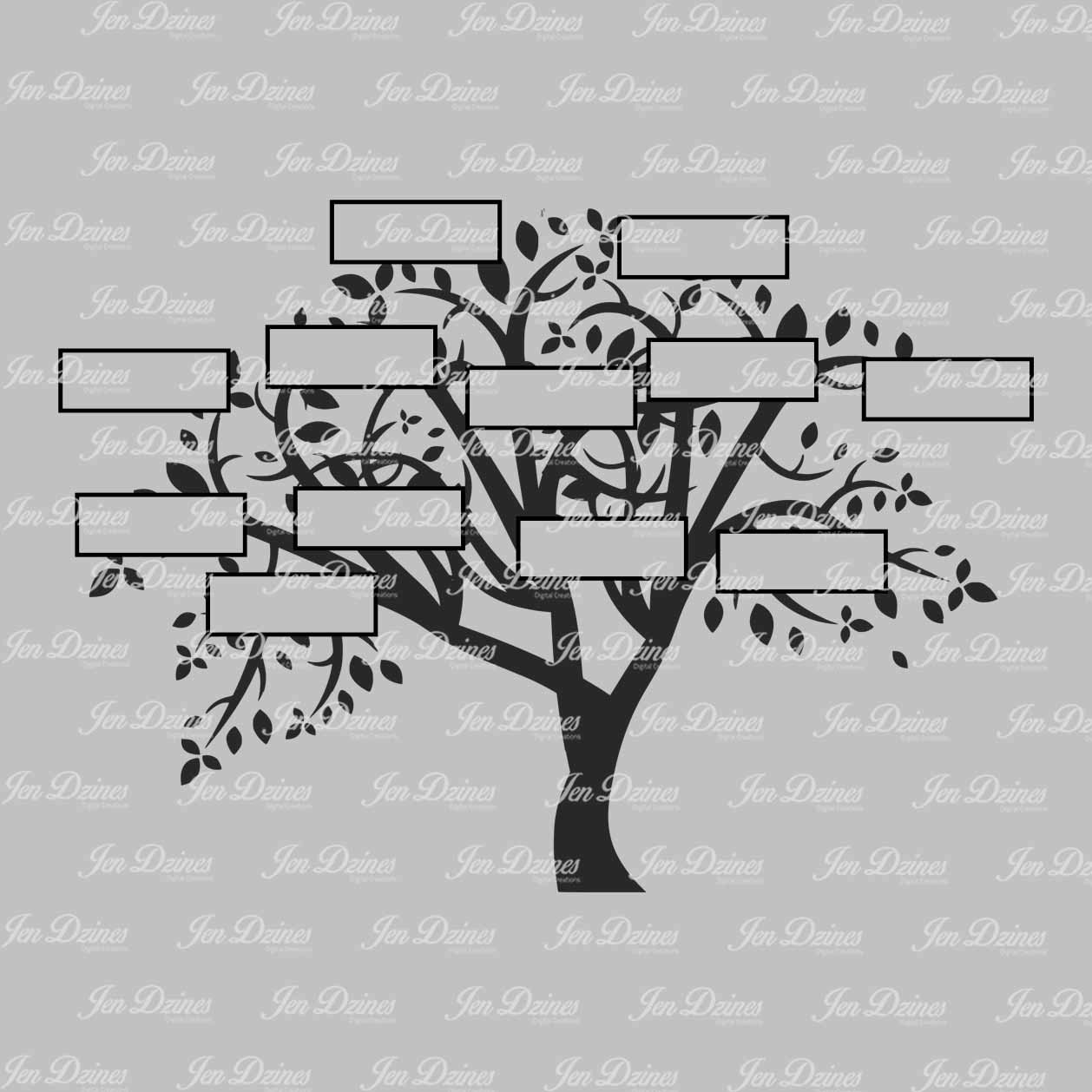 Family Tree 12 Names SVG DXF EPS family tree files family