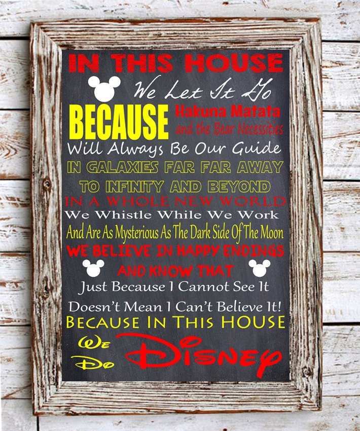 In This House We Do Disney Poster DIGITAL DOWNLOAD