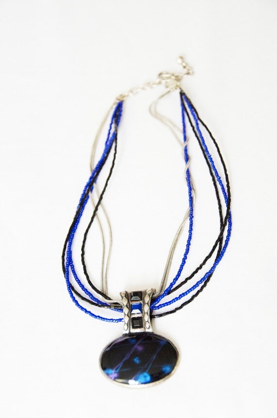 blue multi string necklace with deep blue by IndiaGlitter