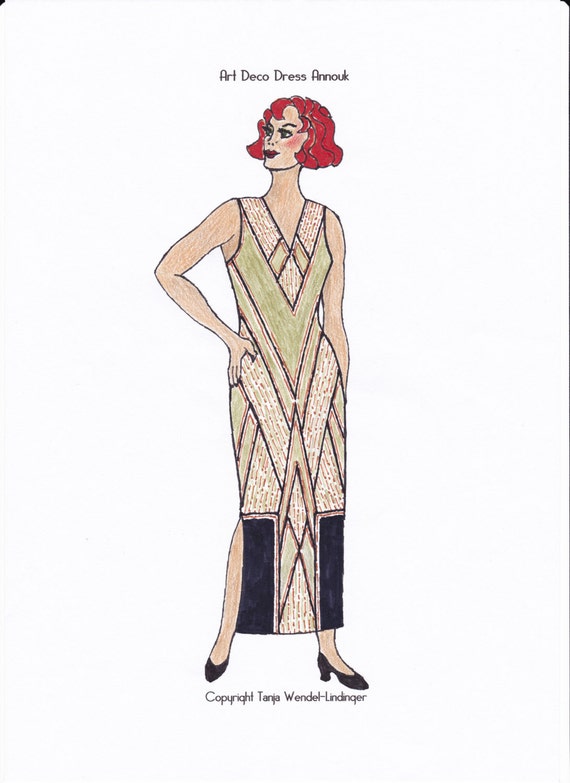 Art Deco Dress Annouk PDF Sewing Pattern by PatternsbyMrsWendel