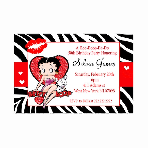 Betty Boop Personalised Party Invitations