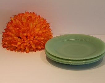 Set of 3 - Jane Ray Saucers - Jadeite - Jadite - Jade-ite - Fire King - Anchor Hocking - Plates