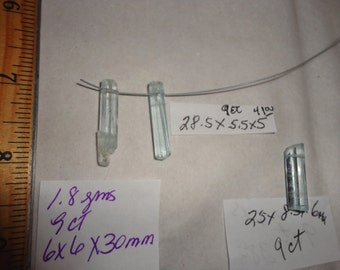 Aquamarine 9 ct Natural Crystal Stone of Courage with Drilled Hole for Pendant