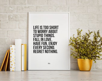 LEVEN IS korte - het leven is kort - zin motivatie inspiratie bruiloft mooie posterontwerp blad moderne Scandinavische Scandinavische inrichting